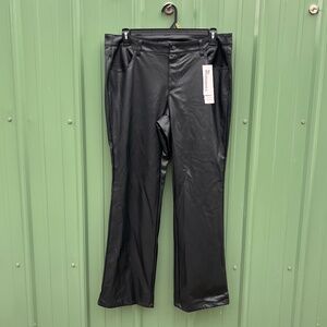 Faux Leather Black Baby Bootcut Pants Size 16